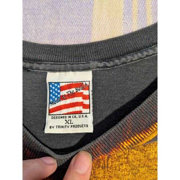 VTG 90s Lion Head T-Shirt Size XL Made Beach USA 90s Trinity AOP All Over Print - Picture 2 of 7